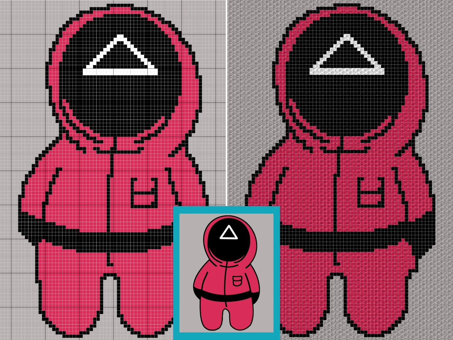 Red Minion Triangle Soldier Graph & Pattern C2C and Tapestry Crochet Pink Soldiers Graph Pink Soldier Crochet Blanket Character Crochet C2C