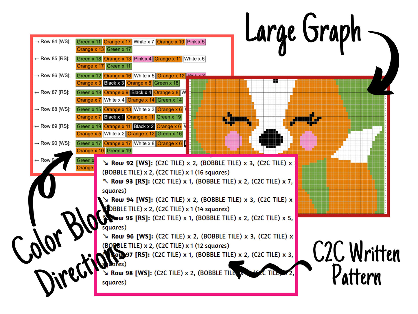 Woodland Baby Fox Graph & Pattern C2C and Tapestry Crochet - Forest Animals Graphgan Fox Crochet Blanket - Fox Pattern C2C Blanket Gift Baby