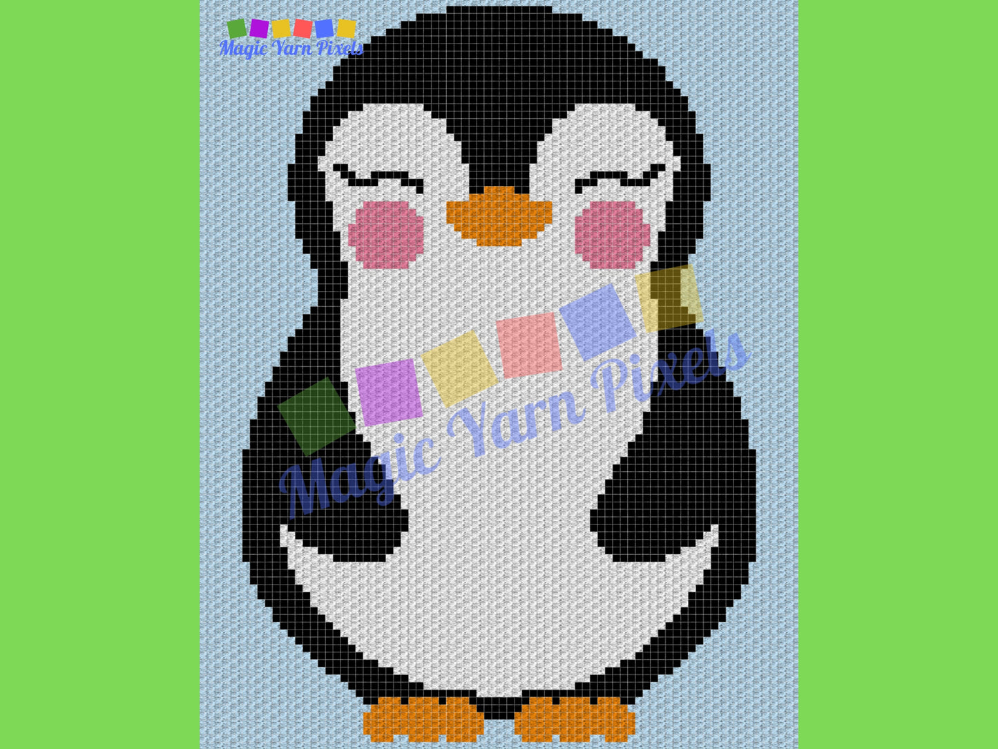 Cute Baby Penguin Graph & Pattern C2C and Tapestry Crochet-Penguin Love Graphgan- Penguin Cute Crochet Blanket-Crochet Penguin C2C Gift Baby