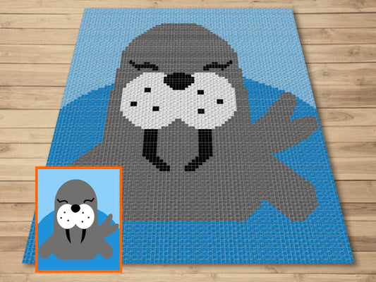 Cute Baby Seal Graph & Pattern C2C and Tapestry Crochet-Seal Crochet Graphgan-Seal Animal Crochet Blanket-Cute Animals C2C Blanket Gift Baby