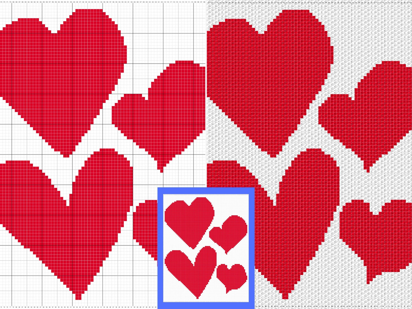 Valentines Hearts Graph & Pattern C2C and Tapestry Crochet - C2C Hearts Graphgan - Hearts Baby Crochet Blanket -Hearts C2C Blanket Gift Baby