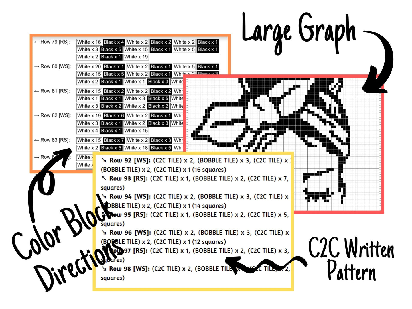 Messy Bun Girl Graph & Pattern C2C + Tapestry Crochet Girl Blanket Graphgan C2C Girl Crochet Blanket Trendy Crochet Pattern DIY Gift Women