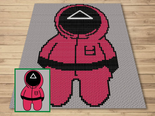 Red Minion Triangle Soldier Graph & Pattern C2C and Tapestry Crochet Pink Soldiers Graph Pink Soldier Crochet Blanket Character Crochet C2C