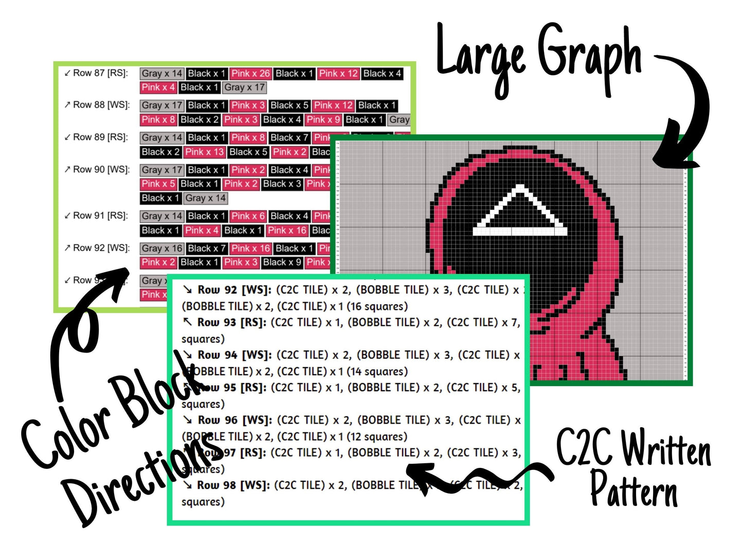 Red Minion Triangle Soldier Graph & Pattern C2C and Tapestry Crochet Pink Soldiers Graph Pink Soldier Crochet Blanket Character Crochet C2C