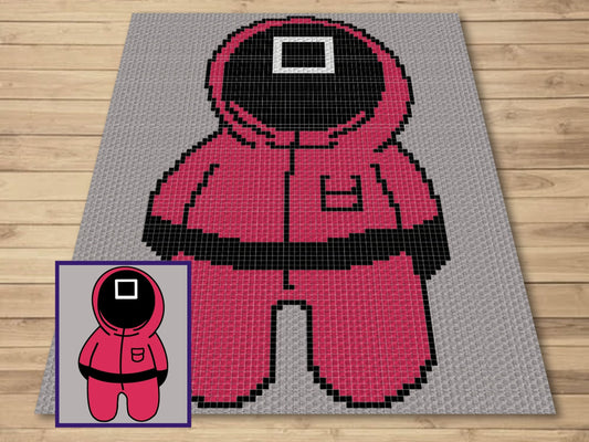 Red Minion Square Boss Graph & Pattern C2C and Tapestry Crochet-Crochet Pink Soldier Graphgan-Pink Soldiers Crochet Blanket-Pink C2C Crochet
