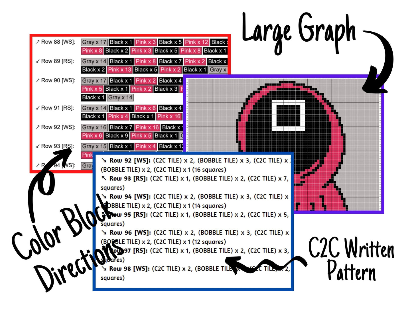 Red Minion Square Boss Graph & Pattern C2C and Tapestry Crochet-Crochet Pink Soldier Graphgan-Pink Soldiers Crochet Blanket-Pink C2C Crochet