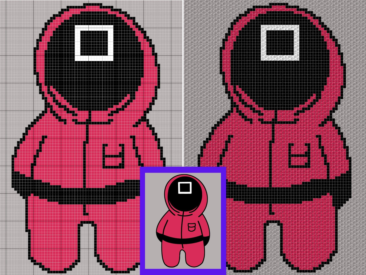 Red Minion Square Boss Graph & Pattern C2C and Tapestry Crochet-Crochet Pink Soldier Graphgan-Pink Soldiers Crochet Blanket-Pink C2C Crochet