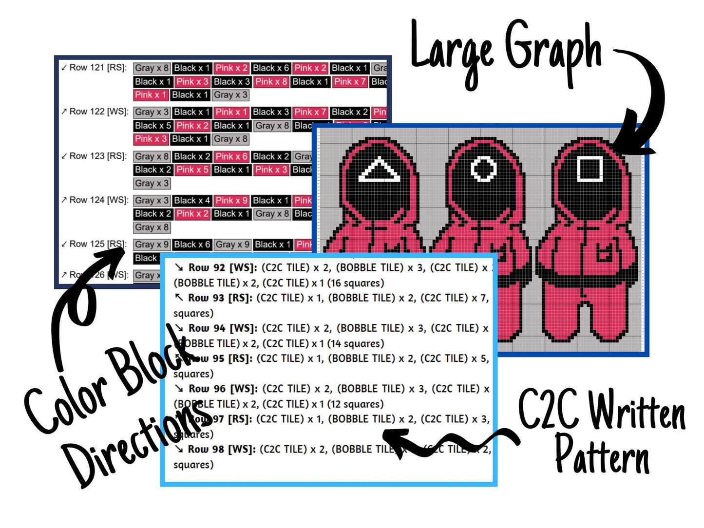Red Minions Graph & Pattern C2C and Tapestry Crochet Pink Soldier Crochet Graphgan Pink Soldier Pattern Crochet Blanket Pink Soldier Pattern