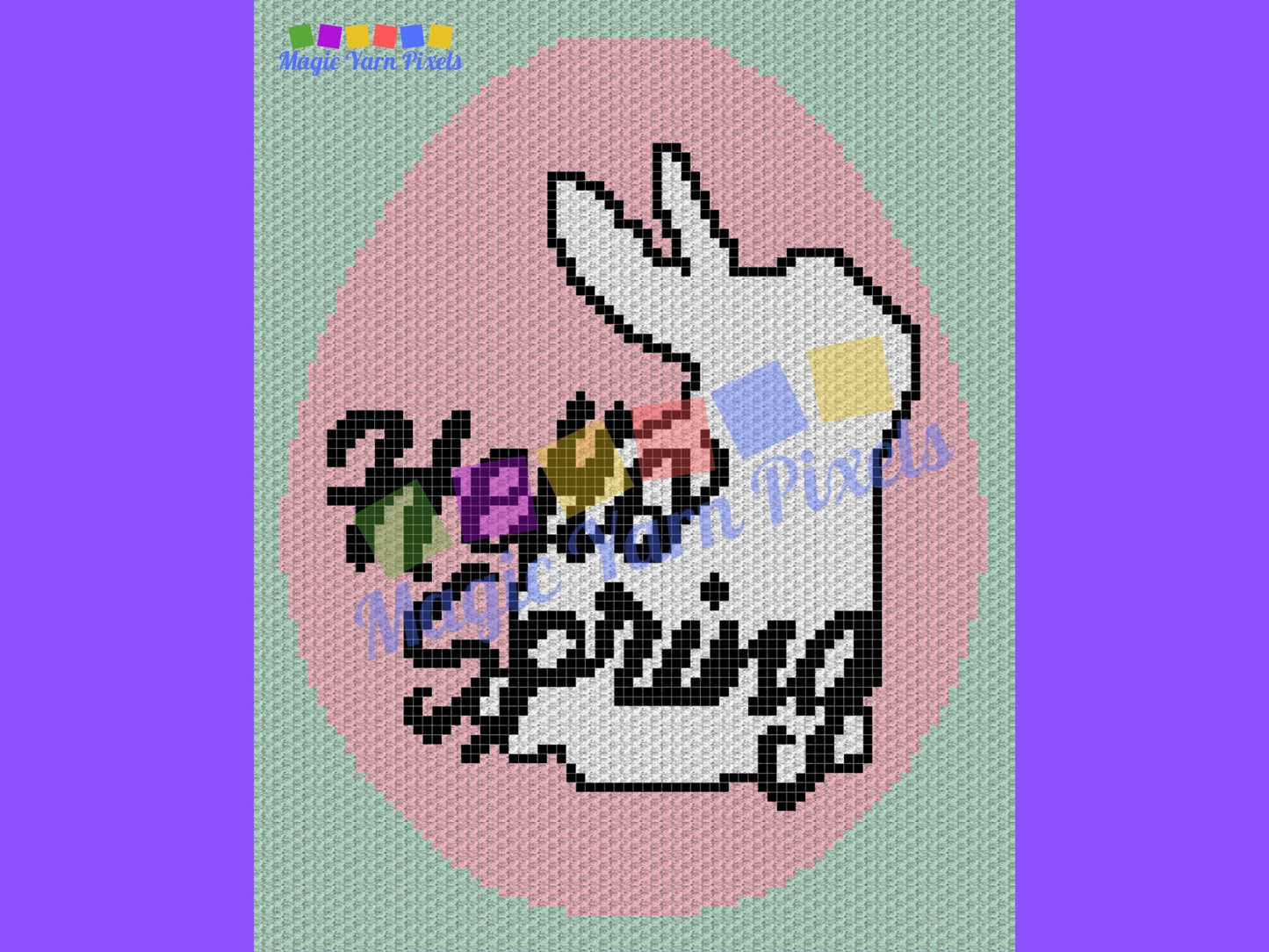 Hello Spring Easter Bunny Graph & Pattern C2C Tapestry Crochet-Bunny Blanket Graphgan - C2C Bunny Crochet Blanket-Crochet Bunny Baby Blanket
