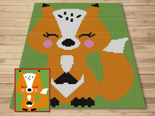 Woodland Baby Fox Graph & Pattern C2C and Tapestry Crochet - Forest Animals Graphgan Fox Crochet Blanket - Fox Pattern C2C Blanket Gift Baby
