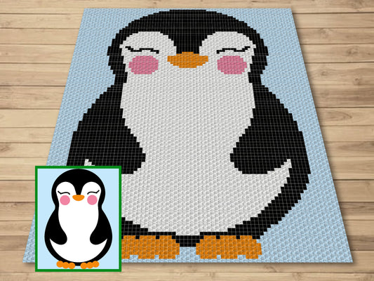 Cute Baby Penguin Graph & Pattern C2C and Tapestry Crochet-Penguin Love Graphgan- Penguin Cute Crochet Blanket-Crochet Penguin C2C Gift Baby