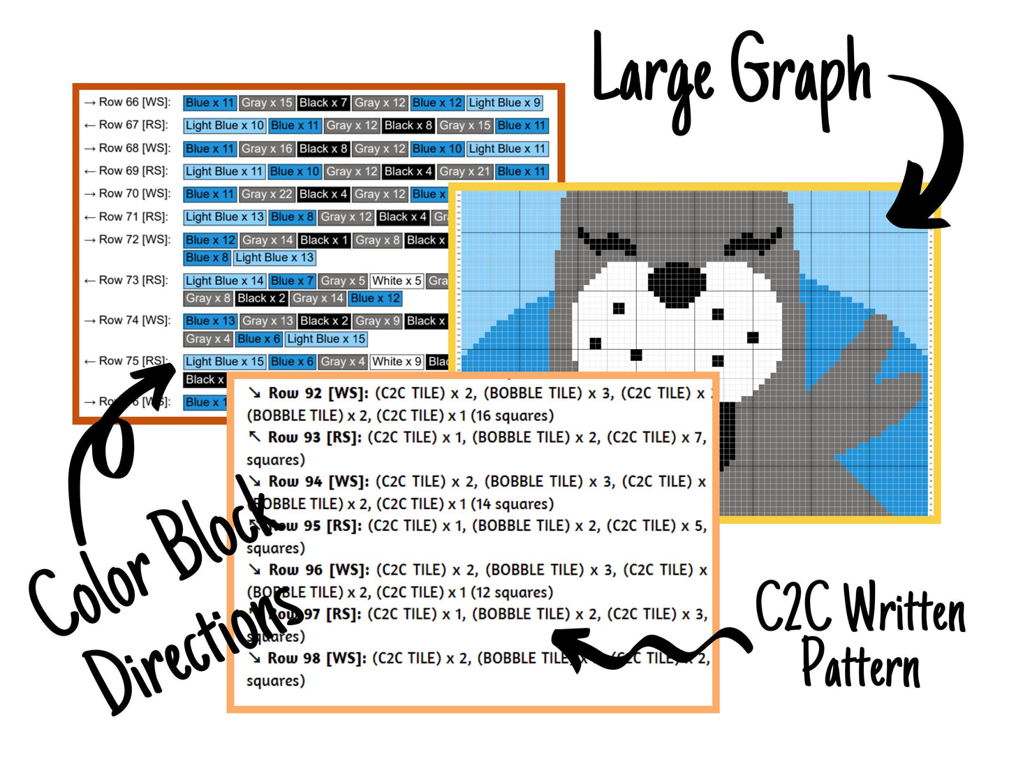Cute Baby Seal Graph & Pattern C2C and Tapestry Crochet-Seal Crochet Graphgan-Seal Animal Crochet Blanket-Cute Animals C2C Blanket Gift Baby