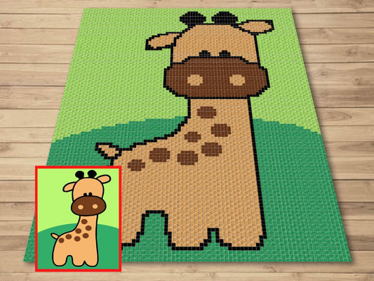 Cute Baby Giraffe Graph & Pattern C2C Tapestry Crochet Giraffe Nursery Graphgan Giraffe Crochet Blanket C2C Jungle Nursery Decor Gift Baby