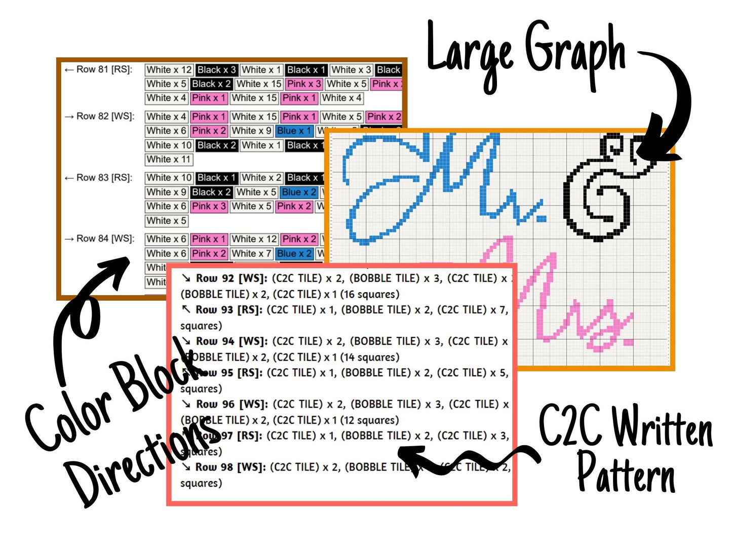 Mr & Mrs Wedding Gift Graph and Pattern C2C Tapestry Crochet-Anniversary Gift Graphgan-Wedding Crochet Blanket - C2C Blanket Engagement Gift
