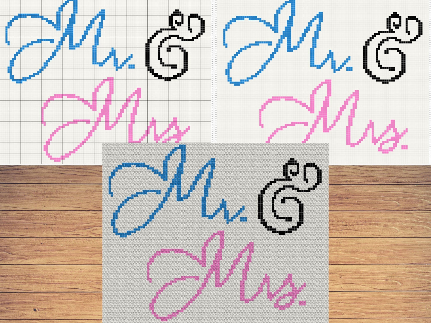 Mr & Mrs Wedding Gift Graph and Pattern C2C Tapestry Crochet-Anniversary Gift Graphgan-Wedding Crochet Blanket - C2C Blanket Engagement Gift