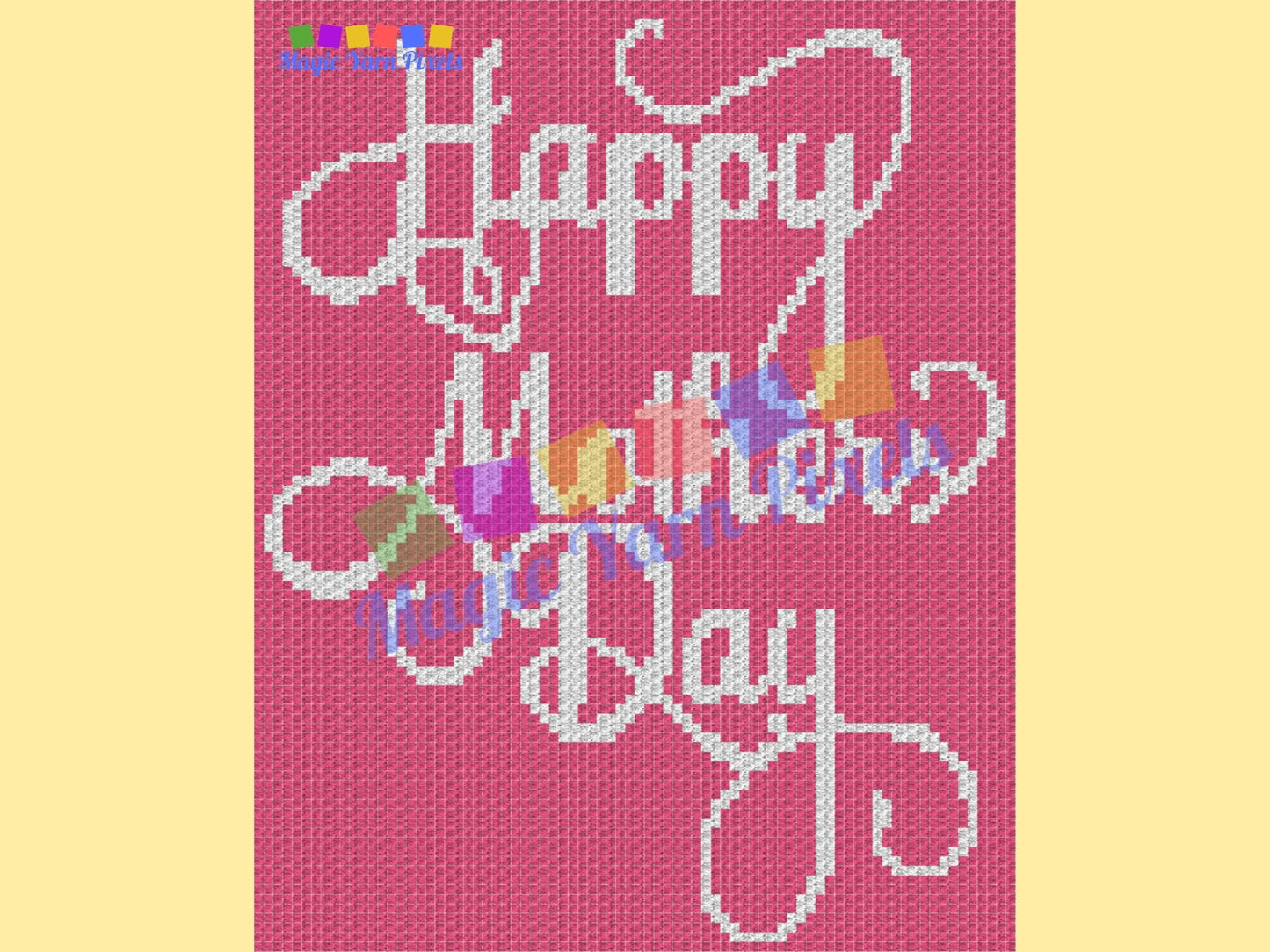 Happy Mother's Day Graph & Pattern C2C Tapestry Crochet - Mom Blanket Graphgan- Gift For Mom Crochet Blanket- C2C Mothers Day Blanket Gift