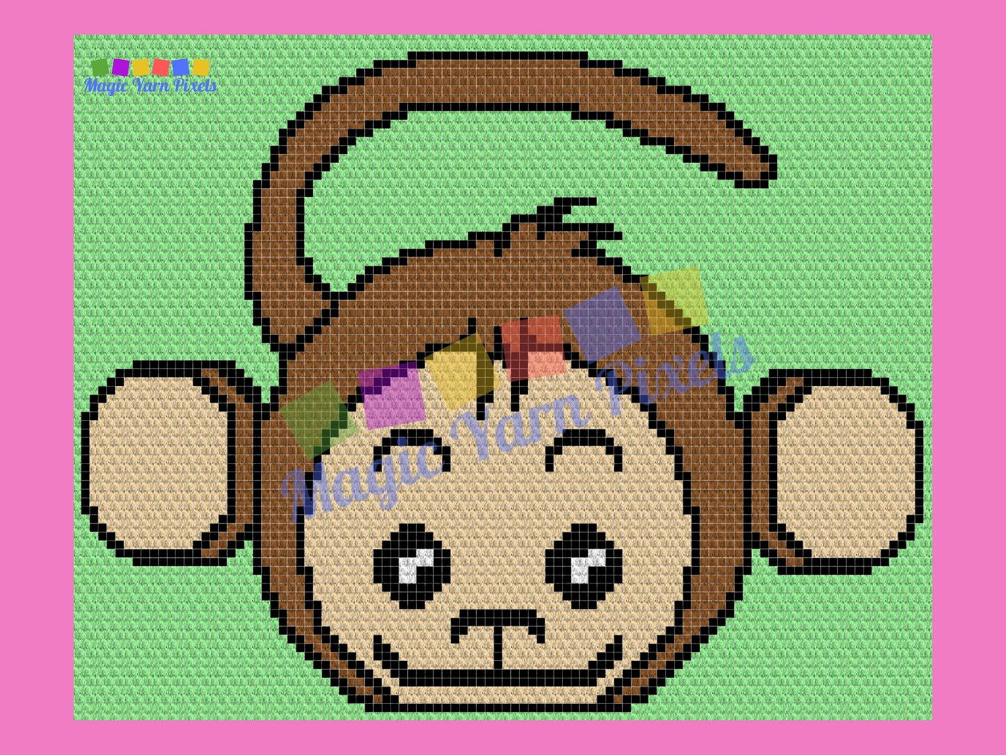Cute Baby Monkey Graph & Pattern C2C and Tapestry Crochet Monkey Blanket Graphgan-Baby Animal Crochet Blanket- C2C Jungle Nursery Decor Gift