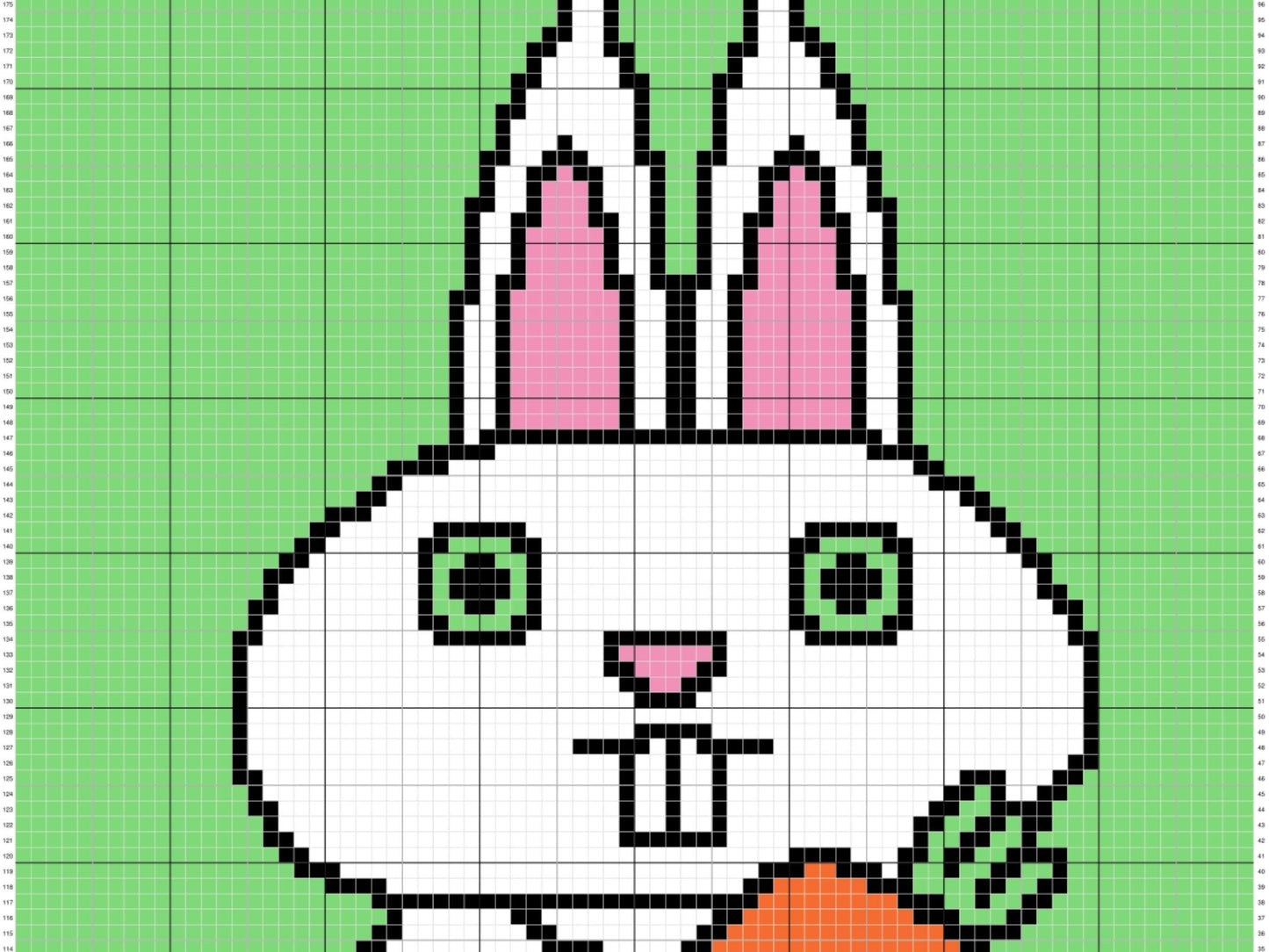 Easter Bunny With Carrot Graph & Pattern C2C and Tapestry Crochet Bunny Blanket Graphgan C2C Bunny Crochet Blanket - Crochet Bunny Baby Gift