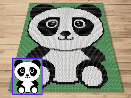 Boy Baby Panda Graph & Pattern C2C and Tapestry Crochet Panda Bear Graphgan-Kawaii Panda Crochet Blanket-C2C Crochet Panda Baby Blanket Gift