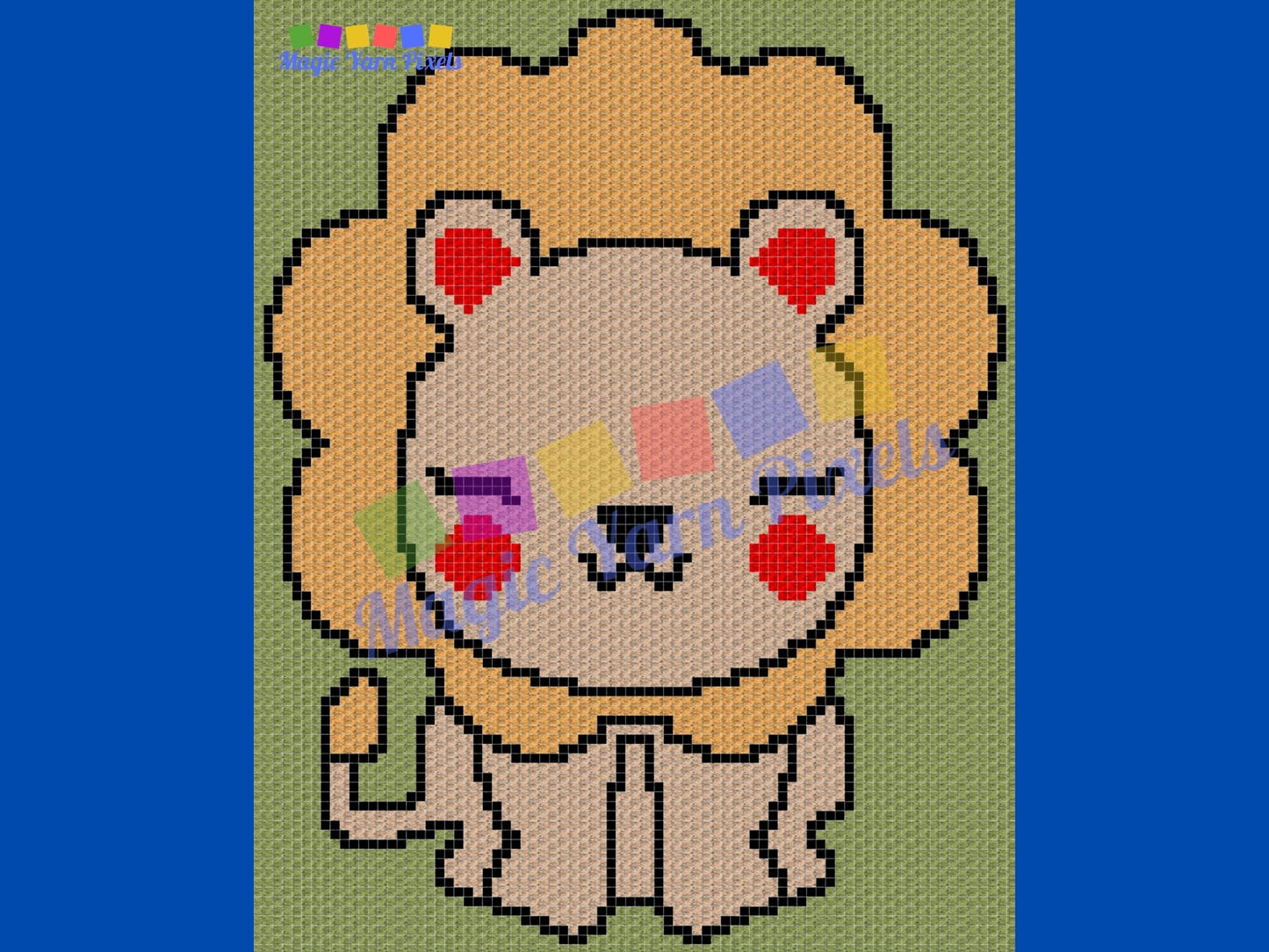 Cute Baby Lion Graph & Pattern C2C Tapestry Crochet Lion Crochet Graphgan Safari Nursery Crochet Blanket C2C Safari Baby Blanket DIY Gifts