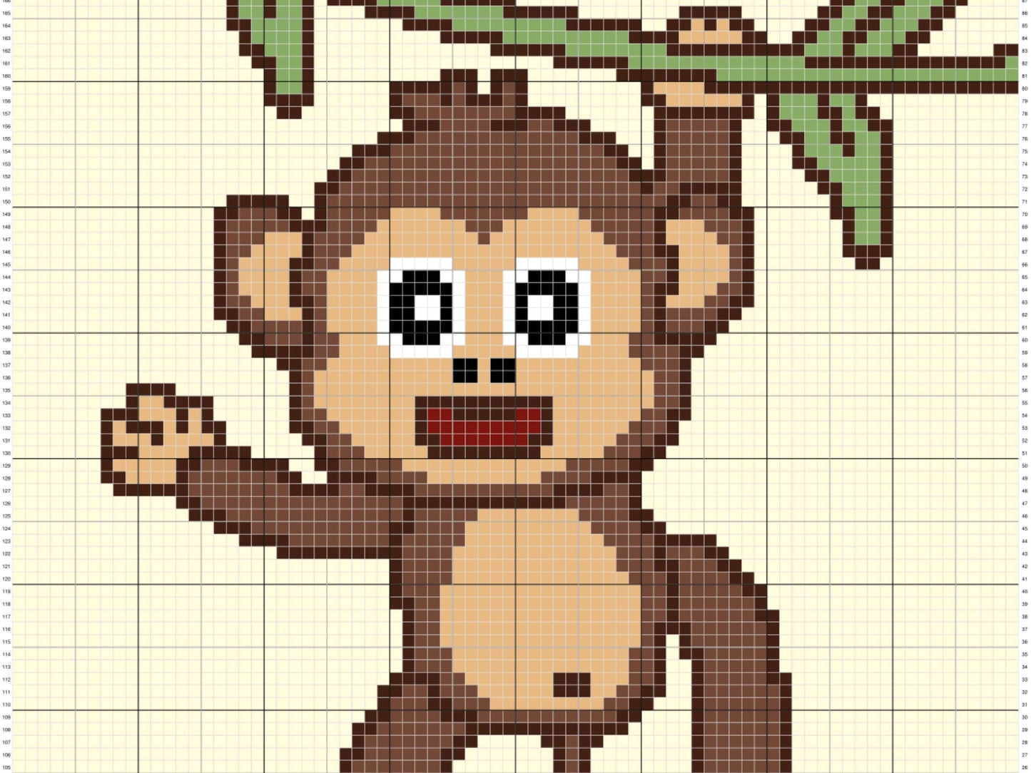 Cute Baby Monkey Boy Graph & Pattern C2C Tapestry Crochet - Monkey Blanket Graphgan- Baby Animal Crochet Blanket - C2C Jungle Nursery Decor