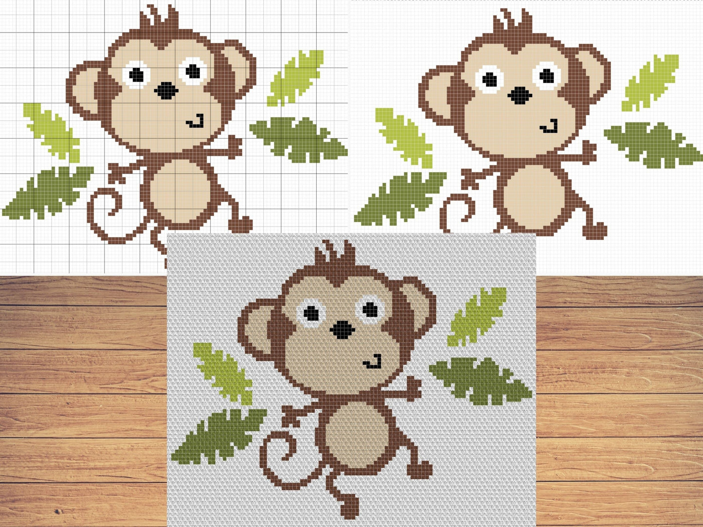 Playful Baby Monkey Graph & Pattern C2C and Tapestry Crochet Monkey Blanket Graphgan-Baby Animal Crochet Blanket - Jungle Nursery Decor Gift