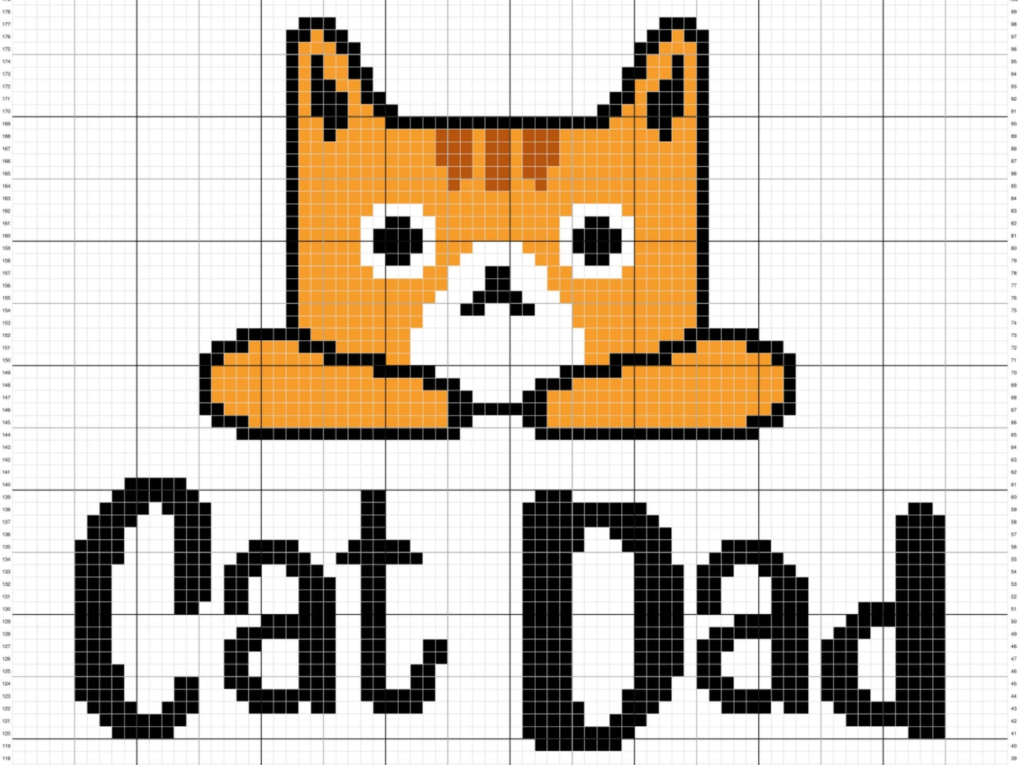 Cat Dad Kitty Graph & Pattern C2C and Tapestry Crochet - Crochet Cat Boy Graphgan - Cat Dad Crochet Blanket Cat Owner Gift C2C Kitty Blanket
