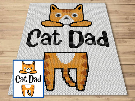 Cat Dad Kitty Graph & Pattern C2C and Tapestry Crochet - Crochet Cat Boy Graphgan - Cat Dad Crochet Blanket Cat Owner Gift C2C Kitty Blanket