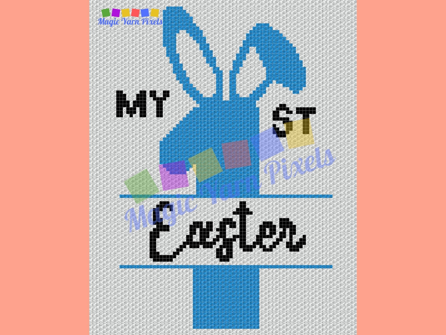 My First Easter Baby Boy Graph & Pattern C2C and Tapestry Crochet - Bunny Blanket Graphgan Crochet Boy Blanket - C2C Rabbit Baby Shower Gift