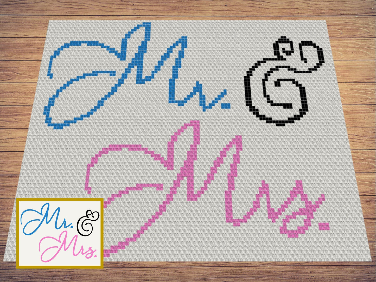 Mr & Mrs Wedding Gift Graph and Pattern C2C Tapestry Crochet-Anniversary Gift Graphgan-Wedding Crochet Blanket - C2C Blanket Engagement Gift
