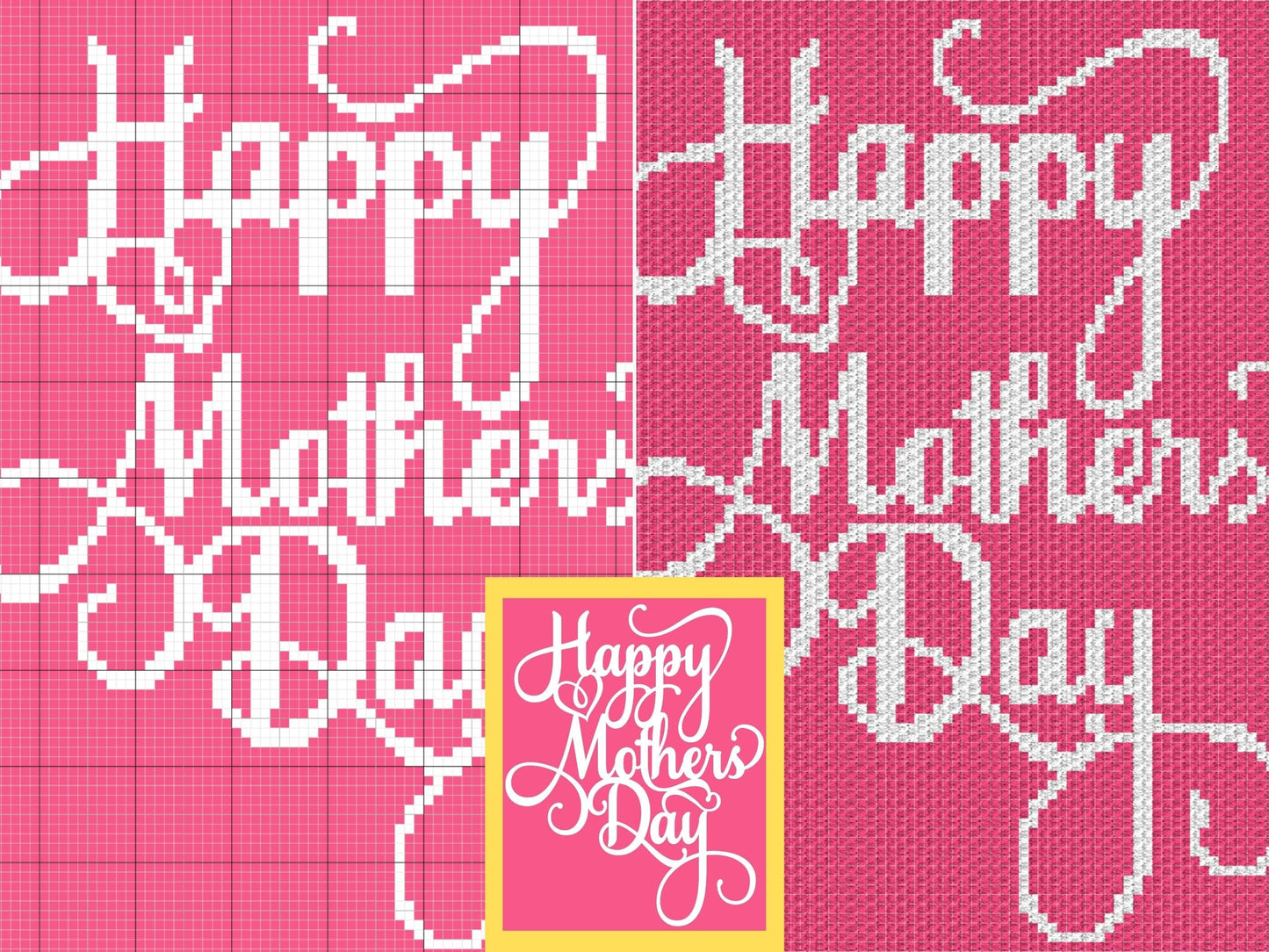 Happy Mother's Day Graph & Pattern C2C Tapestry Crochet - Mom Blanket Graphgan- Gift For Mom Crochet Blanket- C2C Mothers Day Blanket Gift