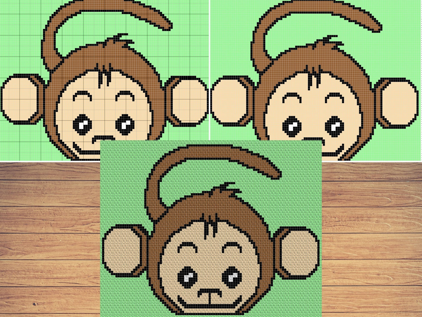 Cute Baby Monkey Graph & Pattern C2C and Tapestry Crochet Monkey Blanket Graphgan-Baby Animal Crochet Blanket- C2C Jungle Nursery Decor Gift