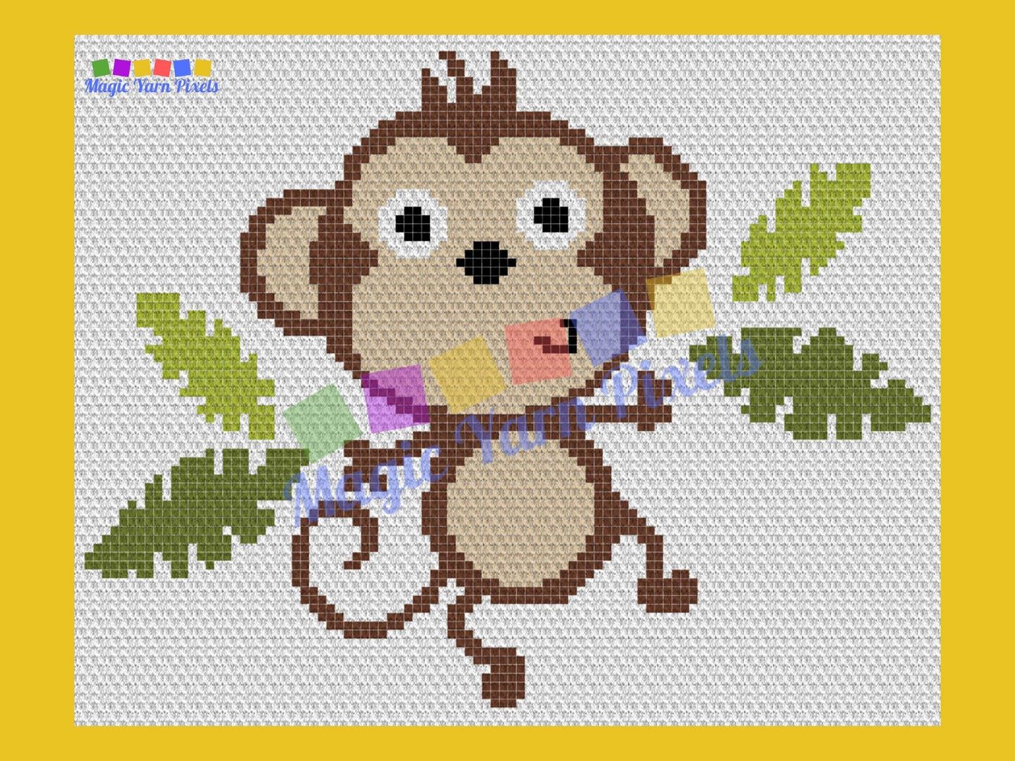 Playful Baby Monkey Graph & Pattern C2C and Tapestry Crochet Monkey Blanket Graphgan-Baby Animal Crochet Blanket - Jungle Nursery Decor Gift