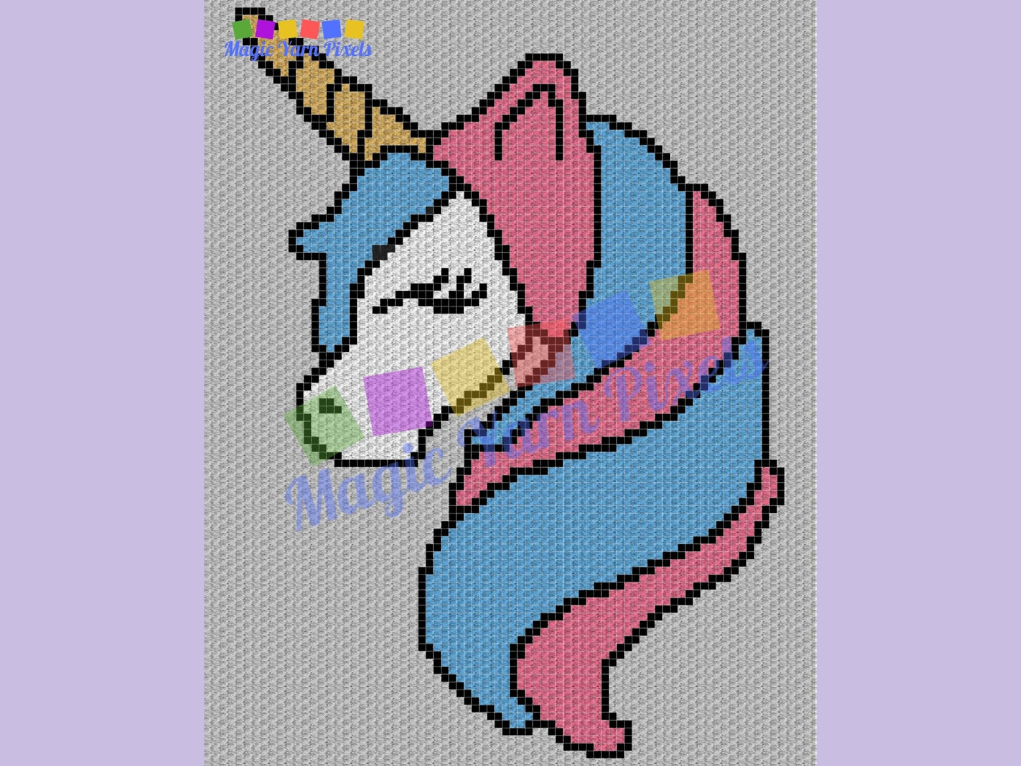 Glitter Unicorn Graph and Pattern C2C & Tapestry Crochet-C2C Unicorn Graphgan-Unicorn Kids Crochet Blanket-Crochet Unicorn Blanket Baby Gift