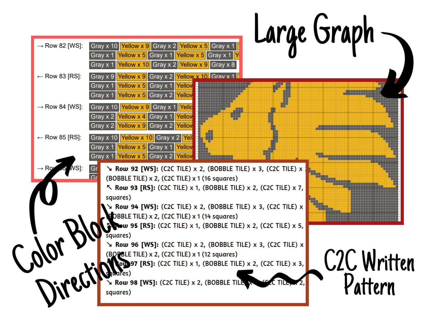 Leo Zodiac Sign Graph & Pattern C2C and Tapestry Crochet - Astrology Crochet Pattern Graphgan - Lion Crochet Blanket - Leo Gifts C2C Blanket