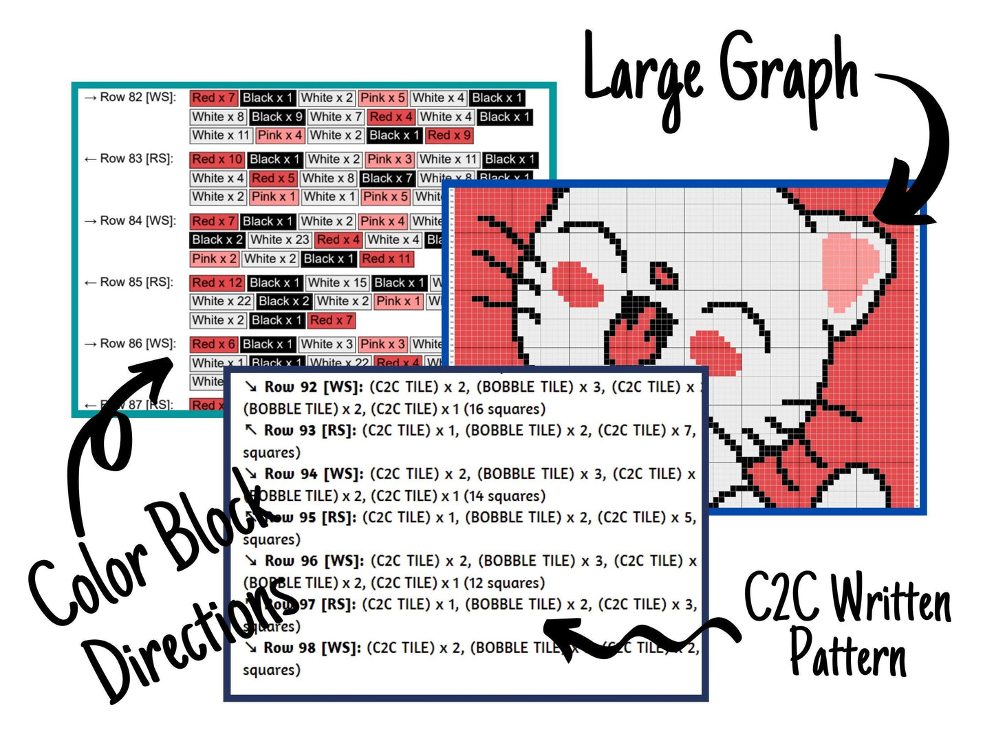 Smiling Baby Cat Kitten Graph & Pattern C2C and Tapestry Crochet Cat Blanket Graphgan - Cat C2C Crochet Blanket C2C Kitten Crochet Pattern