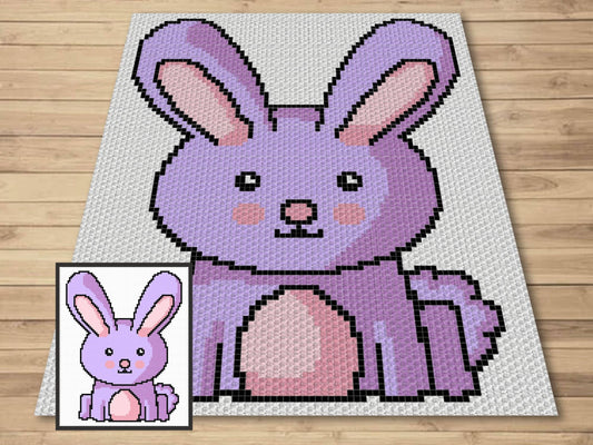 Cute Strawberry Bunny Graph and Pattern C2C & Tapestry Crochet - Bunny Rabbit Graphgan- Crochet Bunny C2C Blanket - Easter Baby Rabbit Gifts