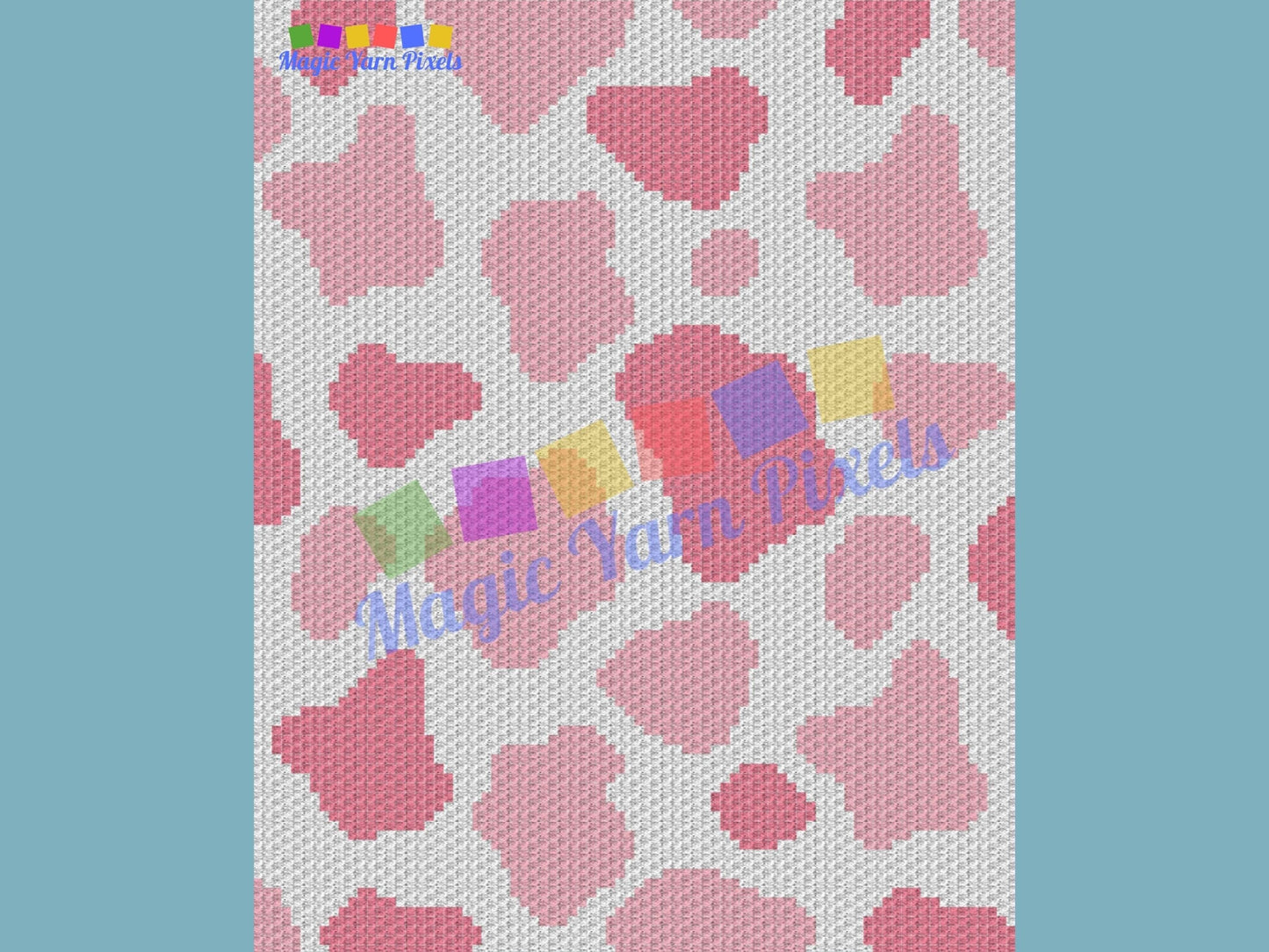 Strawberry Cow Print Graph and Pattern C2C & Tapestry Crochet- Animal Print Graphgan- Cow Print Crochet Blanket - C2C Cow Blanket Baby Gift