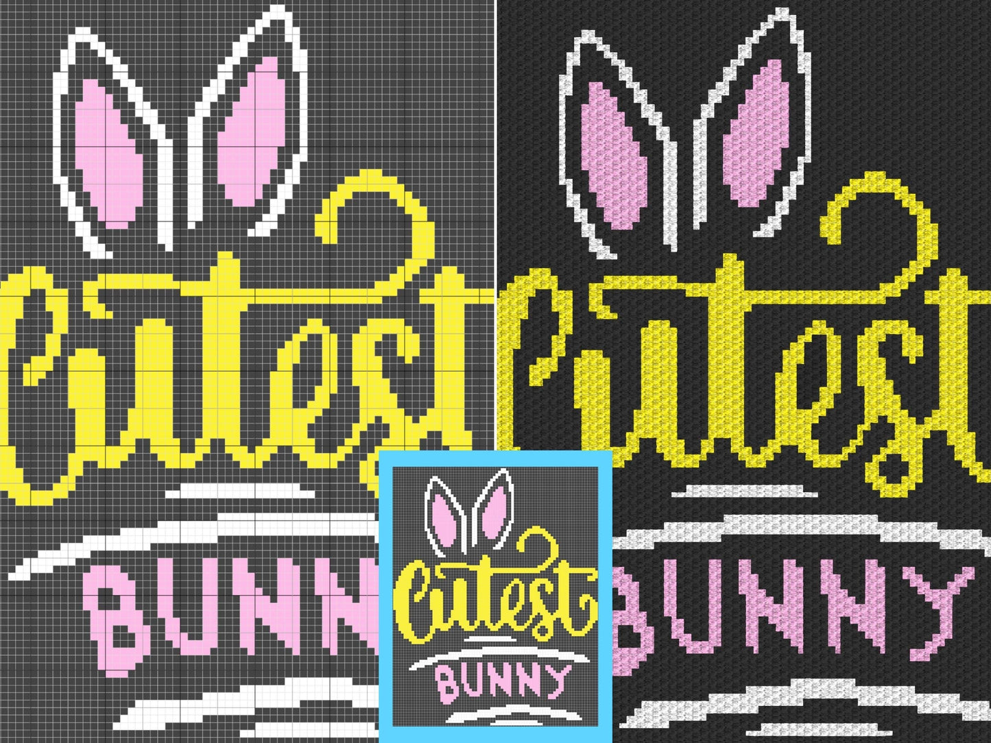 Easter Bunnies Crochet Graph & Pattern C2C and Tapestry Crochet - C2C Bunny Crochet Blanket Crochet Bunny Blanket - Easter Baby Rabbit Gifts