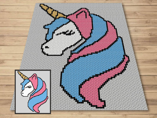 Glitter Unicorn Graph and Pattern C2C & Tapestry Crochet-C2C Unicorn Graphgan-Unicorn Kids Crochet Blanket-Crochet Unicorn Blanket Baby Gift