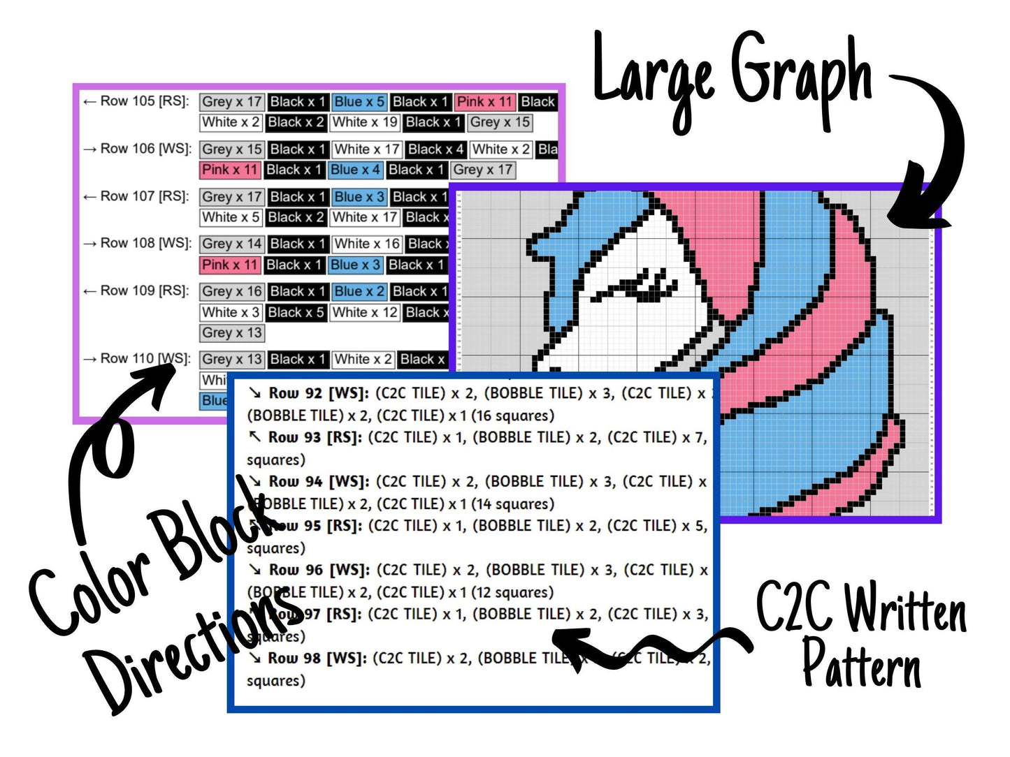 Glitter Unicorn Graph and Pattern C2C & Tapestry Crochet-C2C Unicorn Graphgan-Unicorn Kids Crochet Blanket-Crochet Unicorn Blanket Baby Gift
