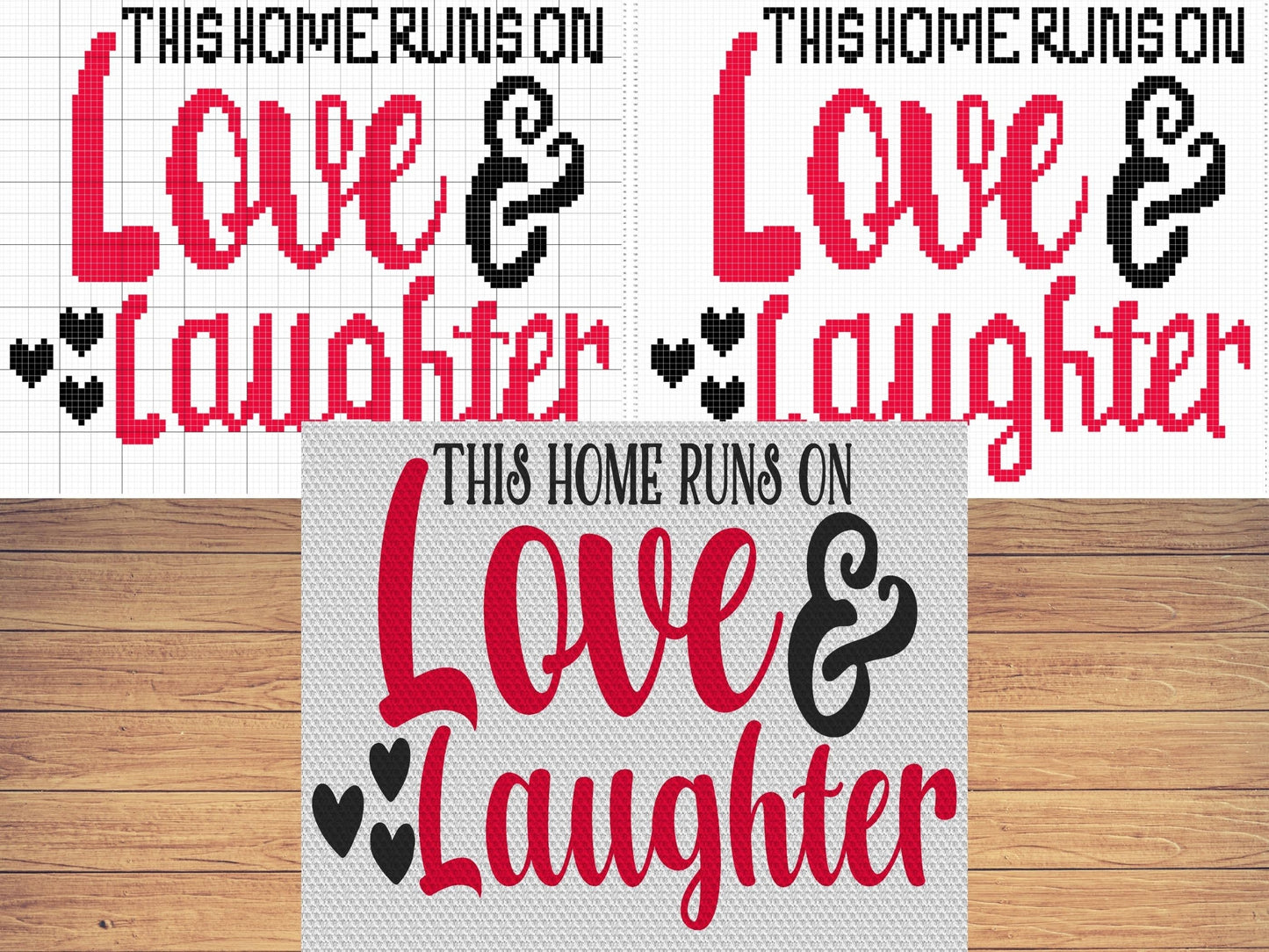 This House Runs On Love & Laughter Graph and Pattern C2C and Tapestry Crochet - Quote Crochet Graphgan Gifts For Family C2C Message Blanket