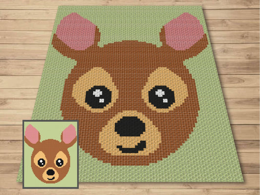 Cute Woodland Deer Graph and Pattern C2C & Tapestry Crochet- C2C Deer Graphgan Crochet Deer Blanket- C2C Woodland Blanket Deer Nursery Decor