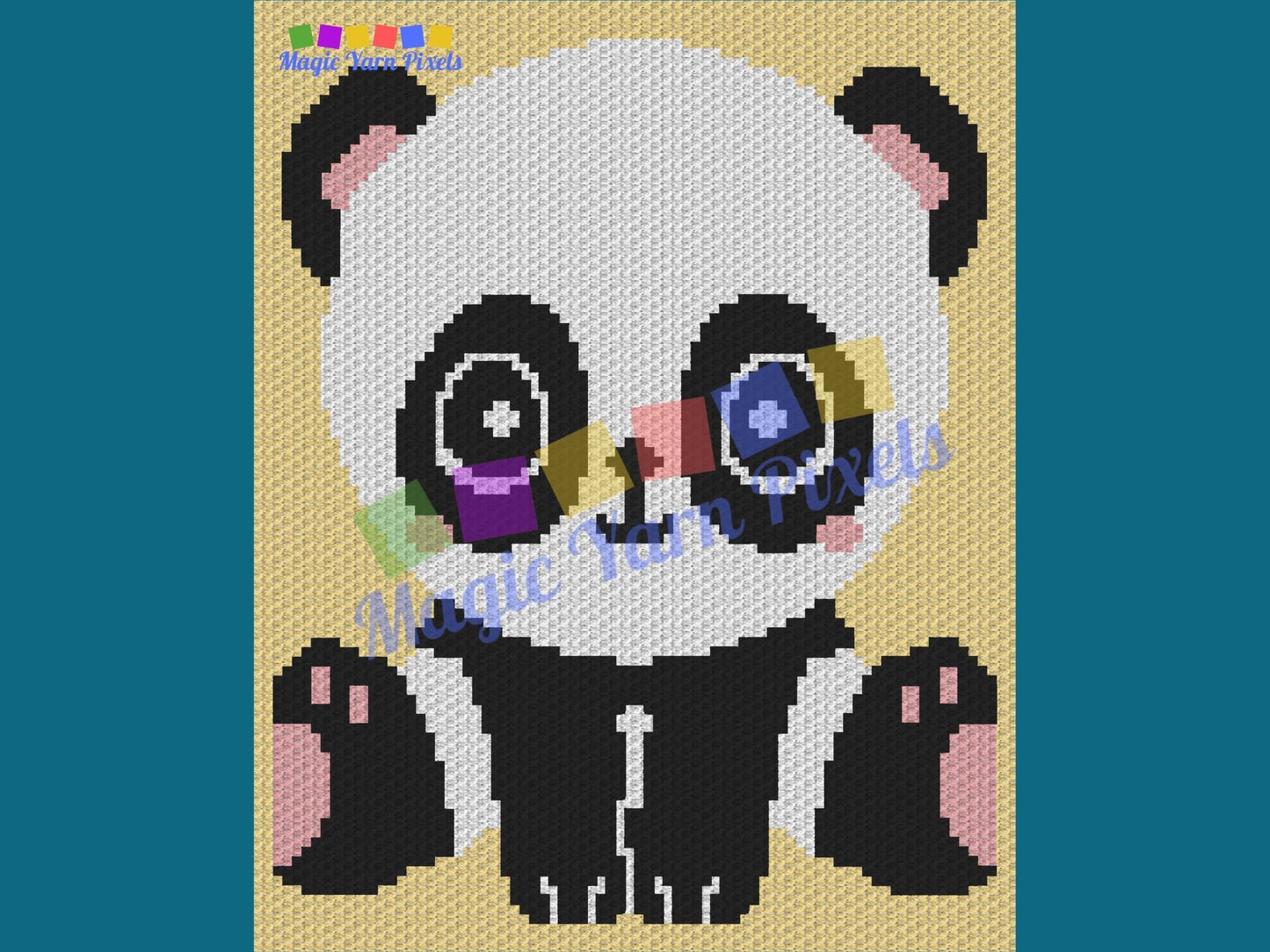 Happy Baby Panda Graph and Pattern C2C & Tapestry Crochet - Panda Bear Graphgan - Panda Baby Crochet Blanket - C2C Panda Blanket Gift Baby