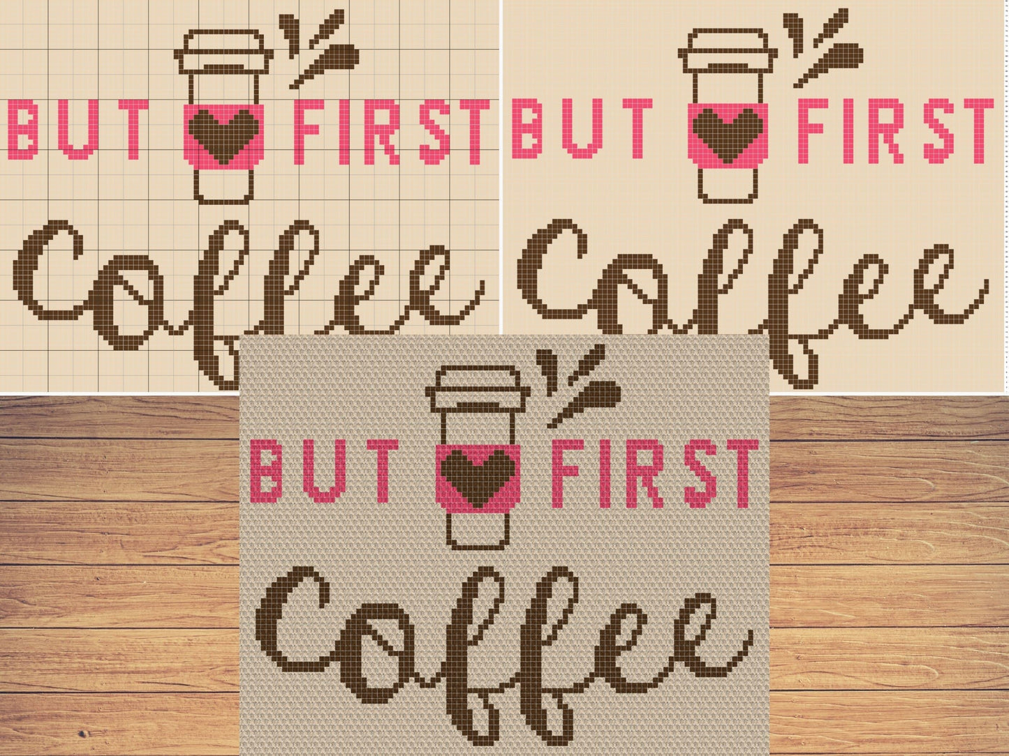 But First Coffee Graph and Pattern C2C & Tapestry Crochet Quote C2C Graphgan - Crochet Coffee Blanket - Coffee Lover Gift C2C Throw Pattern