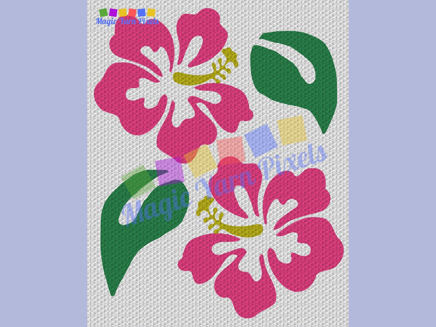 Pink Hawaiian Hibiscus Flower Graph and Pattern C2C & Tapestry Crochet - C2C Flower Graphgan - Crochet Beach Blanket C2C Floral Baby Blanket