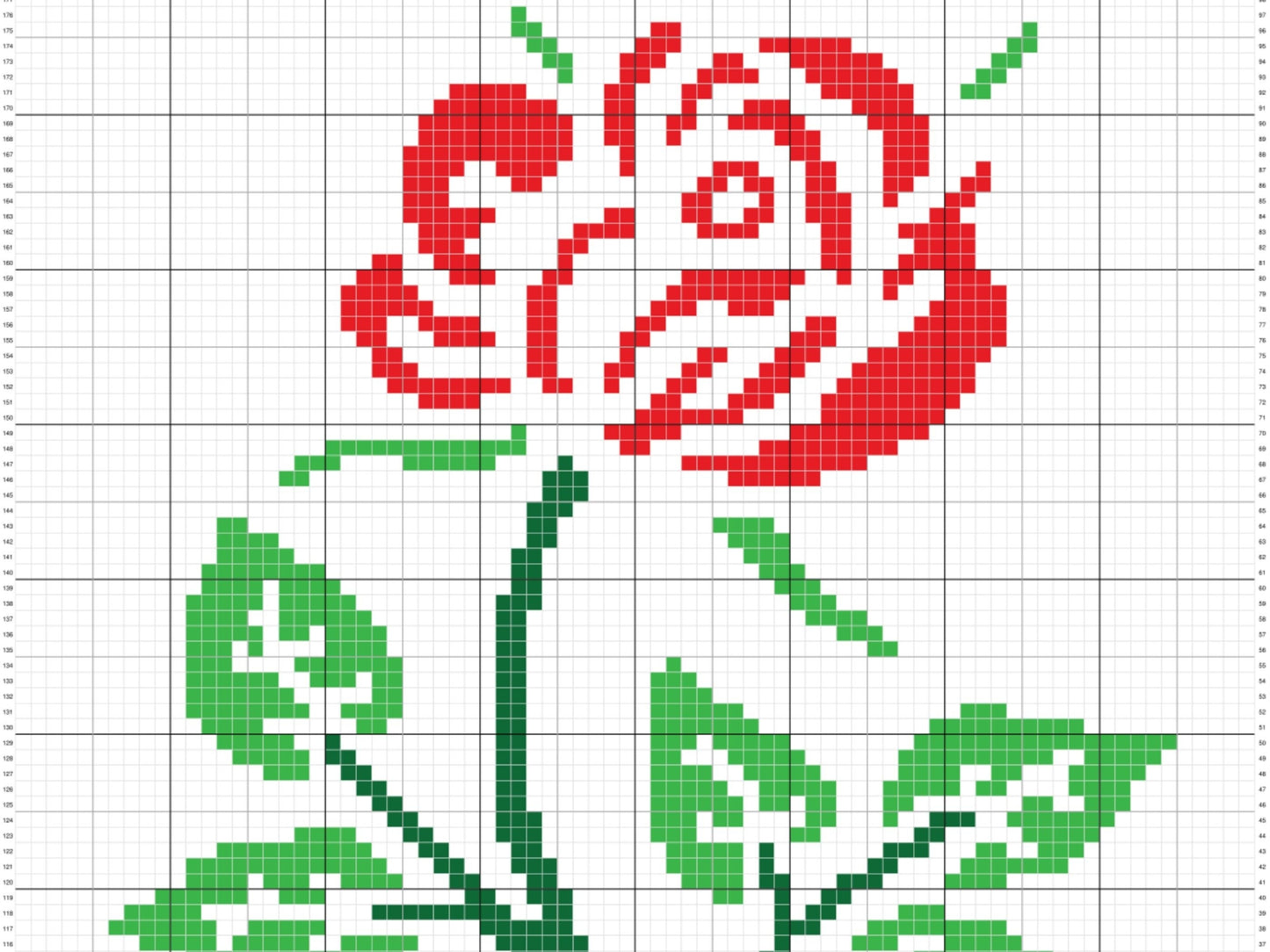 Red Rose Graph and Pattern C2C & Tapestry Crochet - Rose Flower Graphgan - C2C Crochet Rose Blanket - C2C Floral Baby Blanket - Rose Afghan