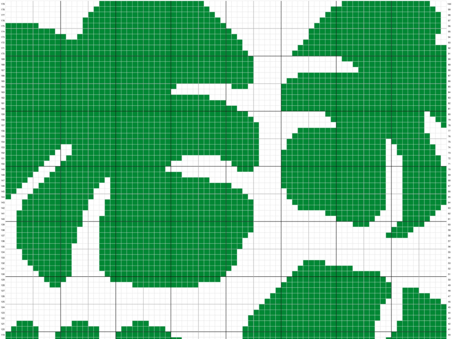 Tropical Monstera Leaf Print Graph and Pattern C2C & Tapestry Crochet-Monstera Graphgan-Crochet Monstera C2C Blanket - Tropical Baby Blanket