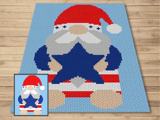 Patriotic Gnome Star Graph and Pattern C2C & Tapestry Crochet - Gnome C2C Graphgan Crochet Gnome Blanket - C2C 4th Of July Baby Blanket Gift