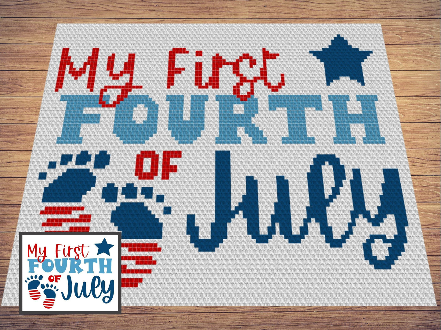 My First Fourth Of July Graph and Pattern C2C & Tapestry Crochet - Quote C2C Graphgan Patriotic Crochet Blanket - C2C 4th Of July Baby Gift